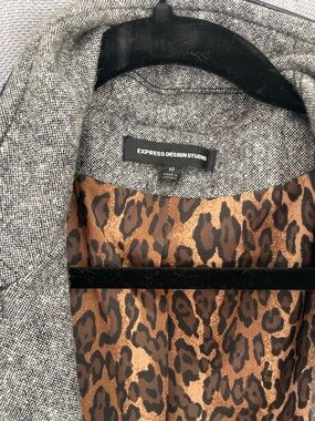 Express Gray Blazer with Leopard Print Lining